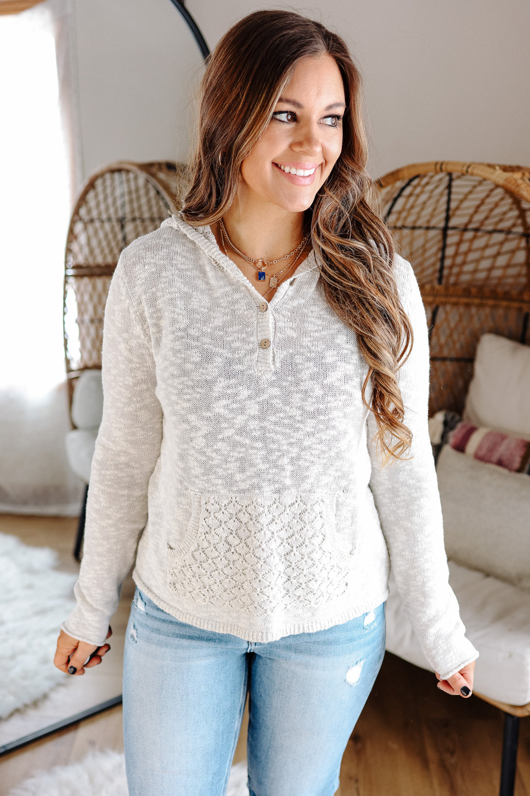 Kristy Crochet Mix Hoodie