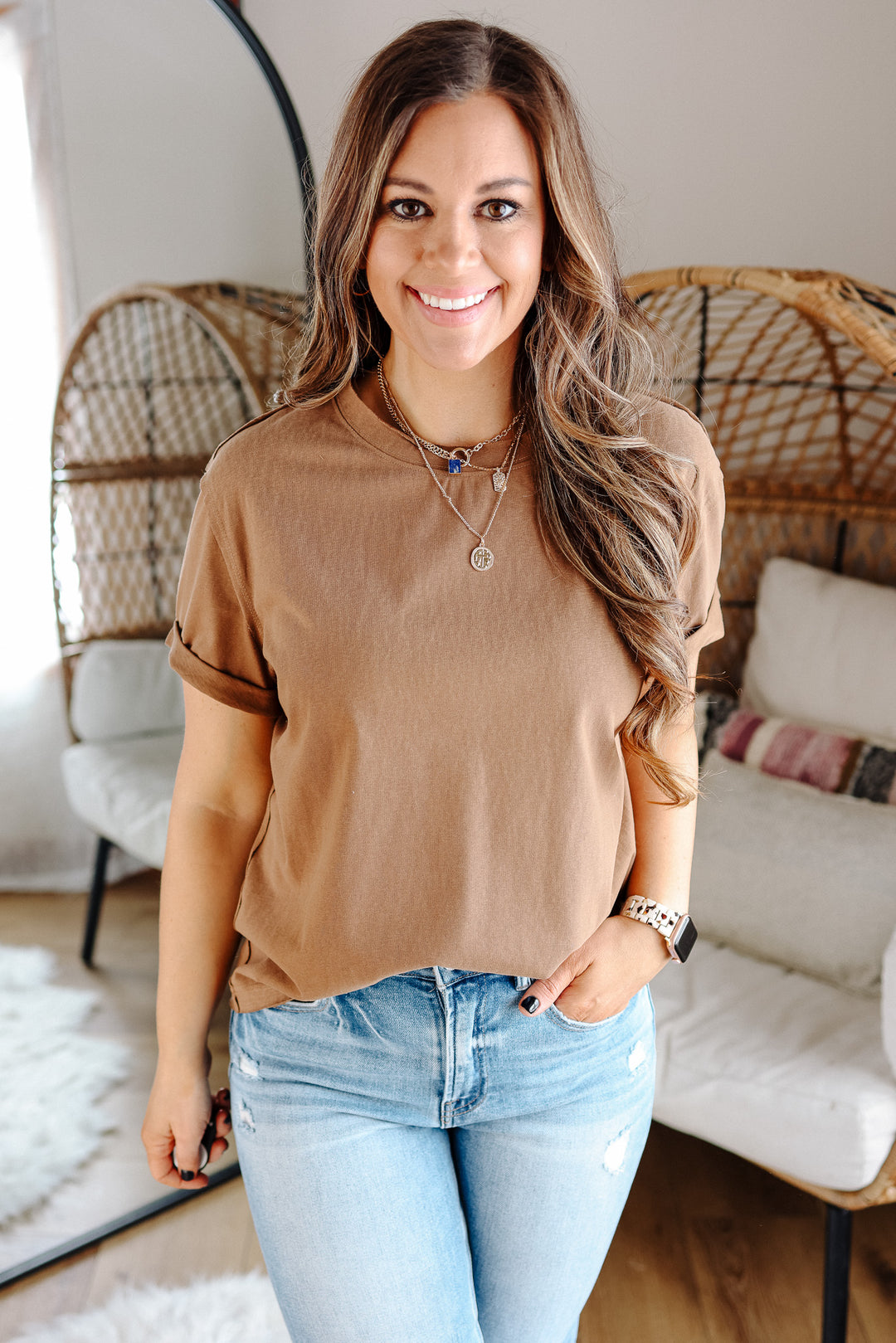 Mali Short Sleeve Top - Mocha