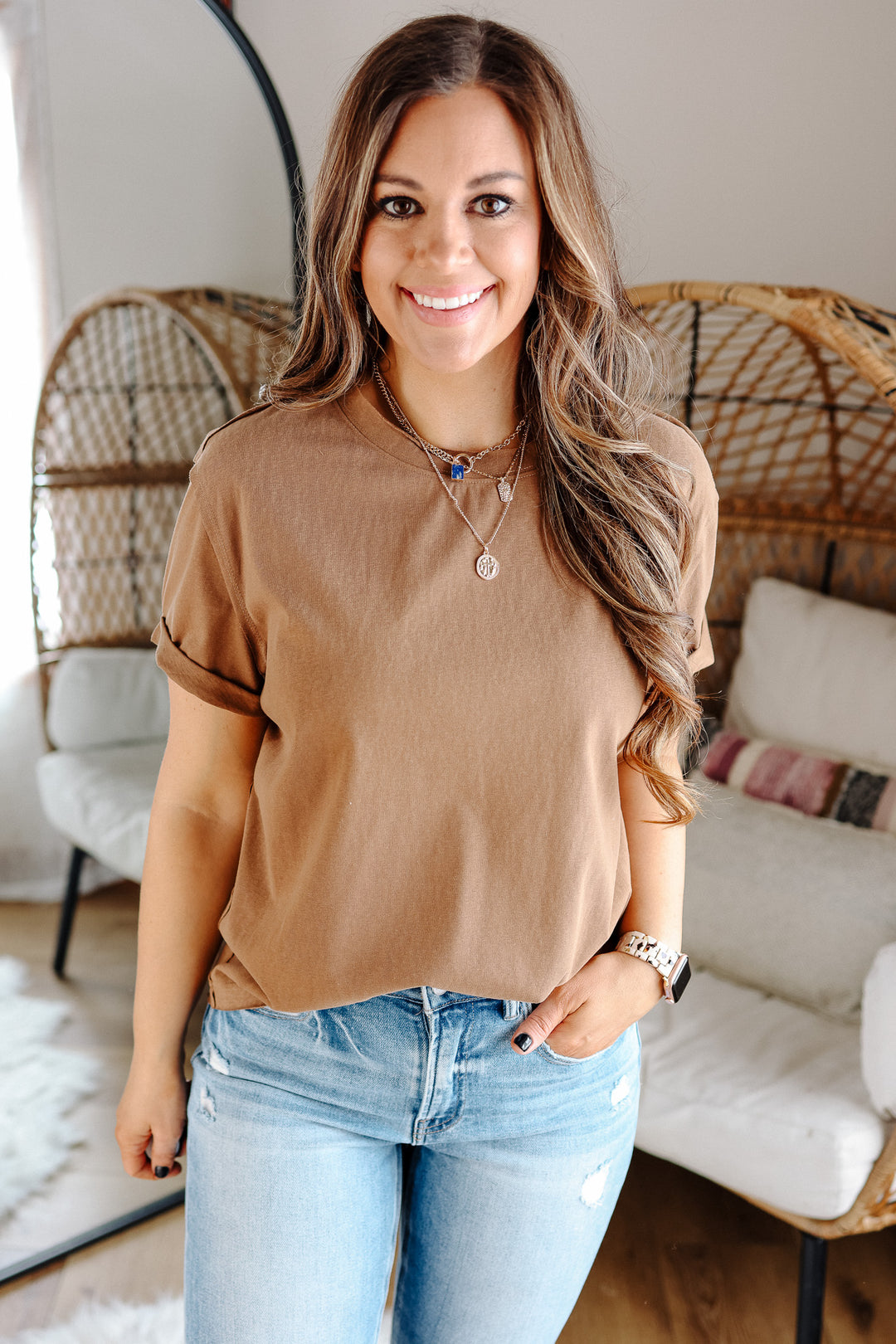 Mali Short Sleeve Top - Mocha