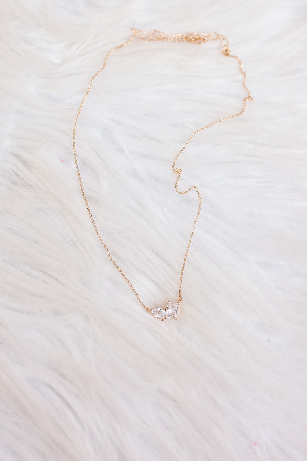 Teardrop Rectangle Crystal Pendant Necklace