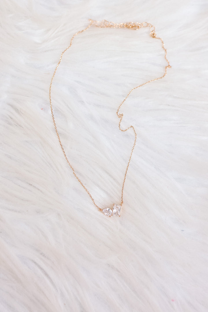 Teardrop Rectangle Crystal Pendant Necklace