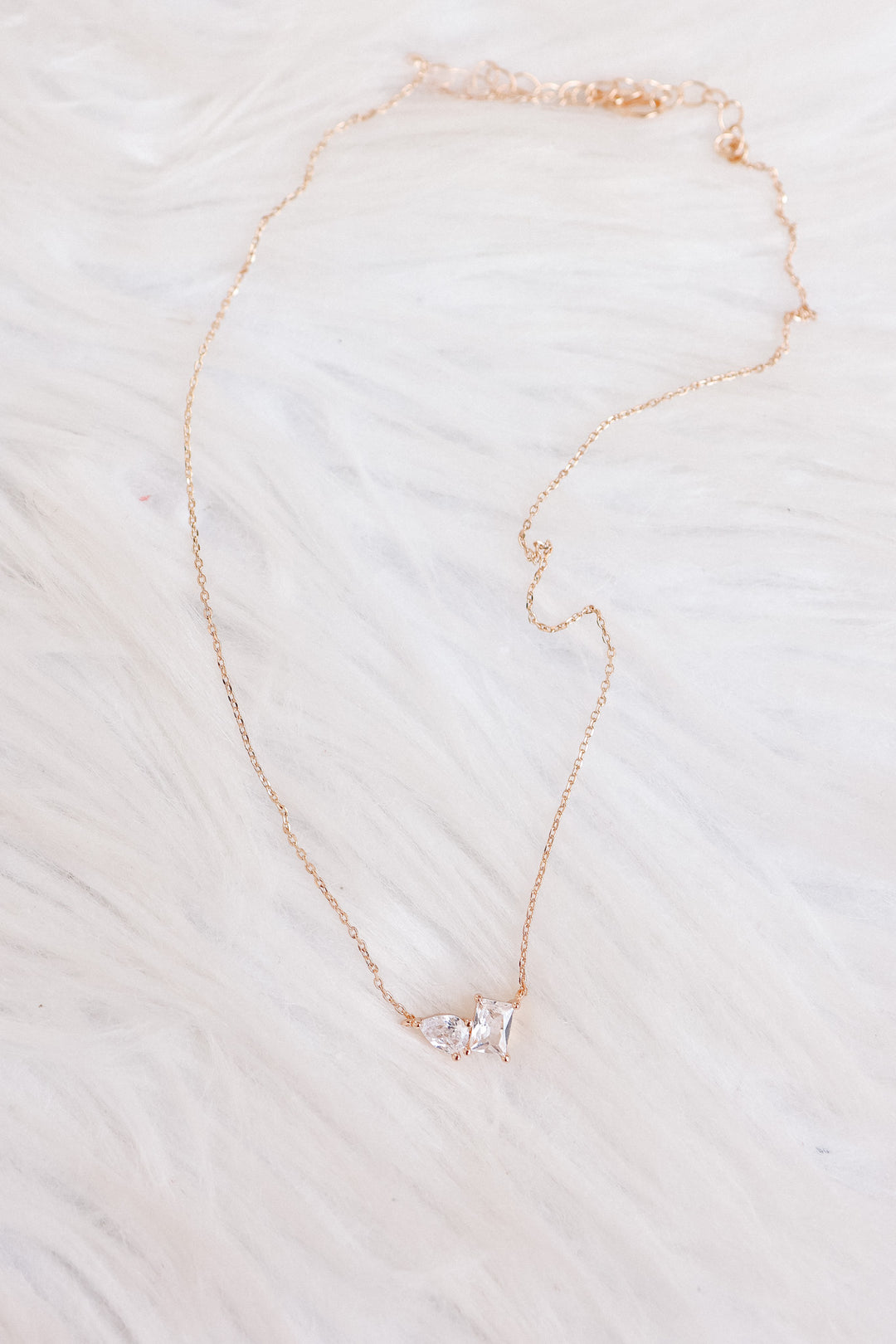 Teardrop Rectangle Crystal Pendant Necklace