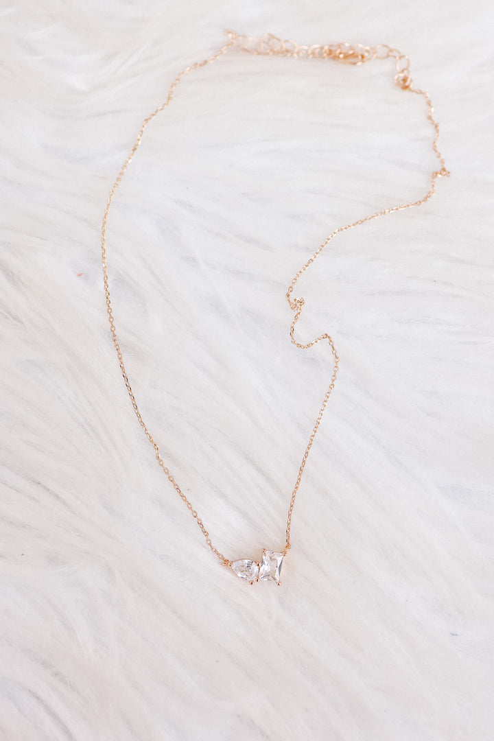 Teardrop Rectangle Crystal Pendant Necklace
