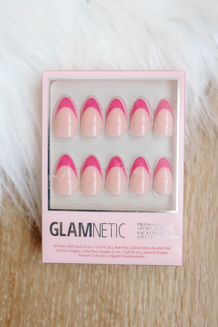 Raspberry Sorbet Press-On Nails | French Tip | Short Almond