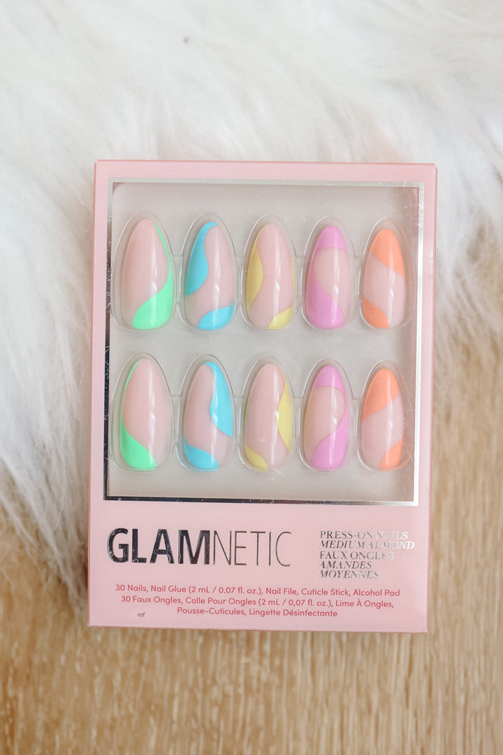 Rainbow Puff Press-On Nails | Medium Almond Multicolor Summer