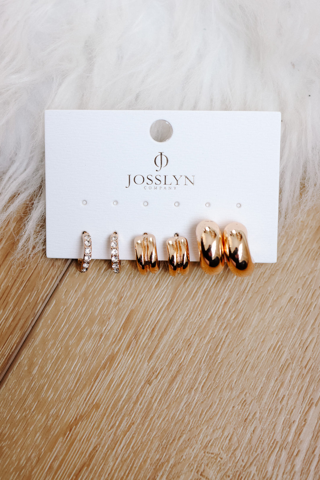 Rhinestone Double Puffy Hoop Trio