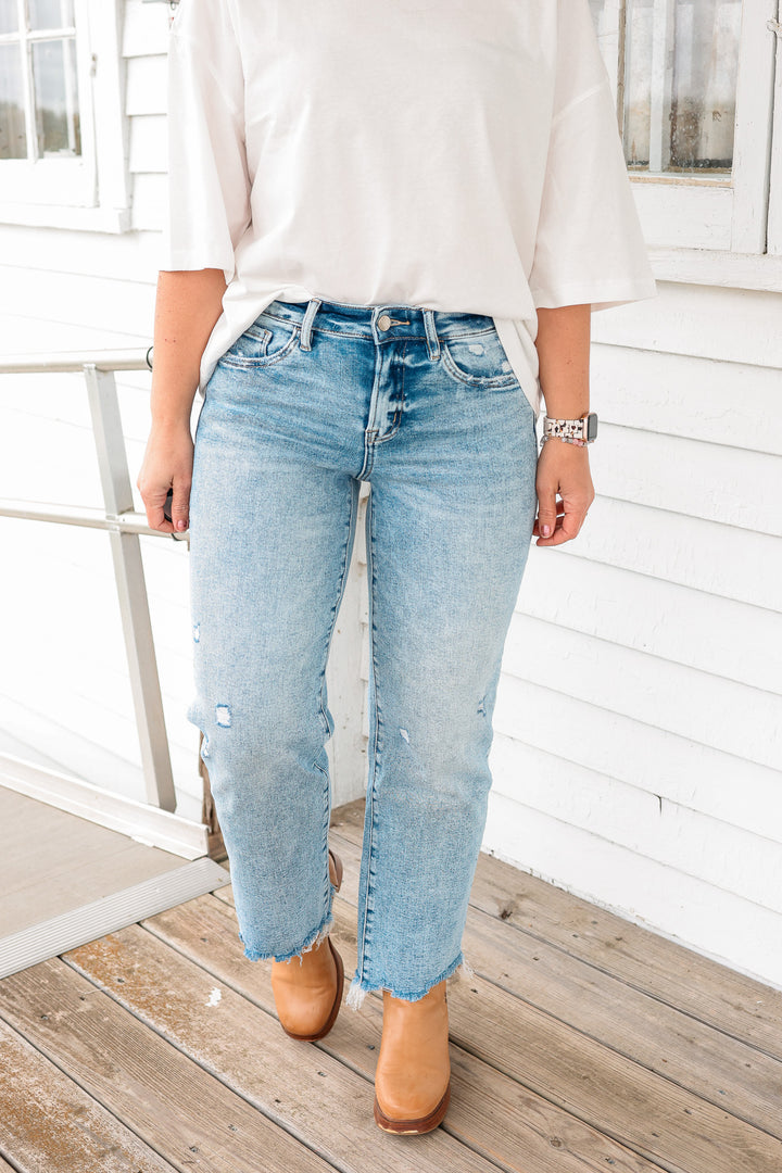 Vervet: Raven Raw Hem Slim Wide Jeans