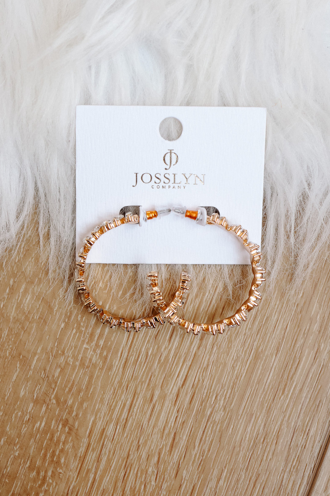 Baguette Crystal Zigzag Gold Hoop Earrings