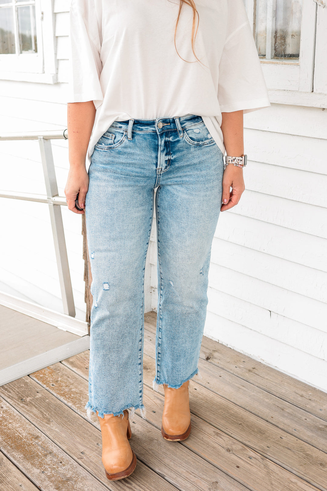 Vervet: Raven Raw Hem Slim Wide Jeans