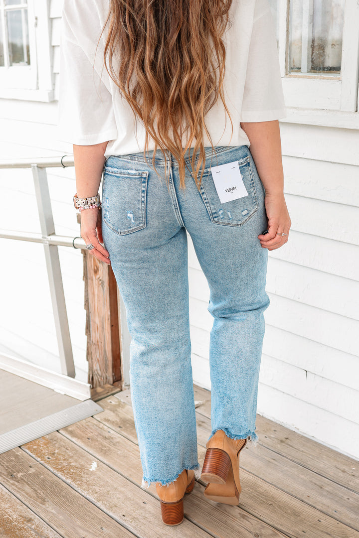 Vervet: Raven Raw Hem Slim Wide Jeans