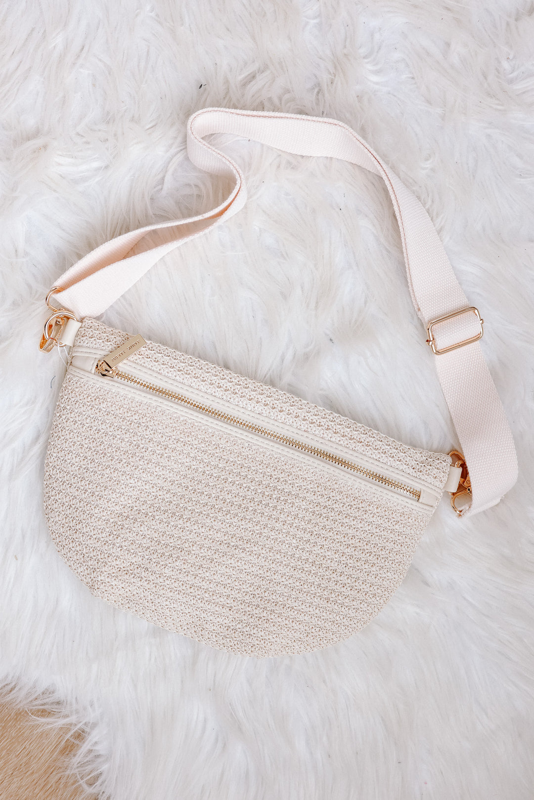 Rachel Raffia Westlyn Bum Bag - Cream