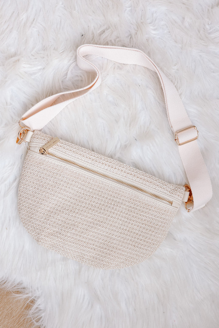 Rachel Raffia Westlyn Bum Bag - Cream