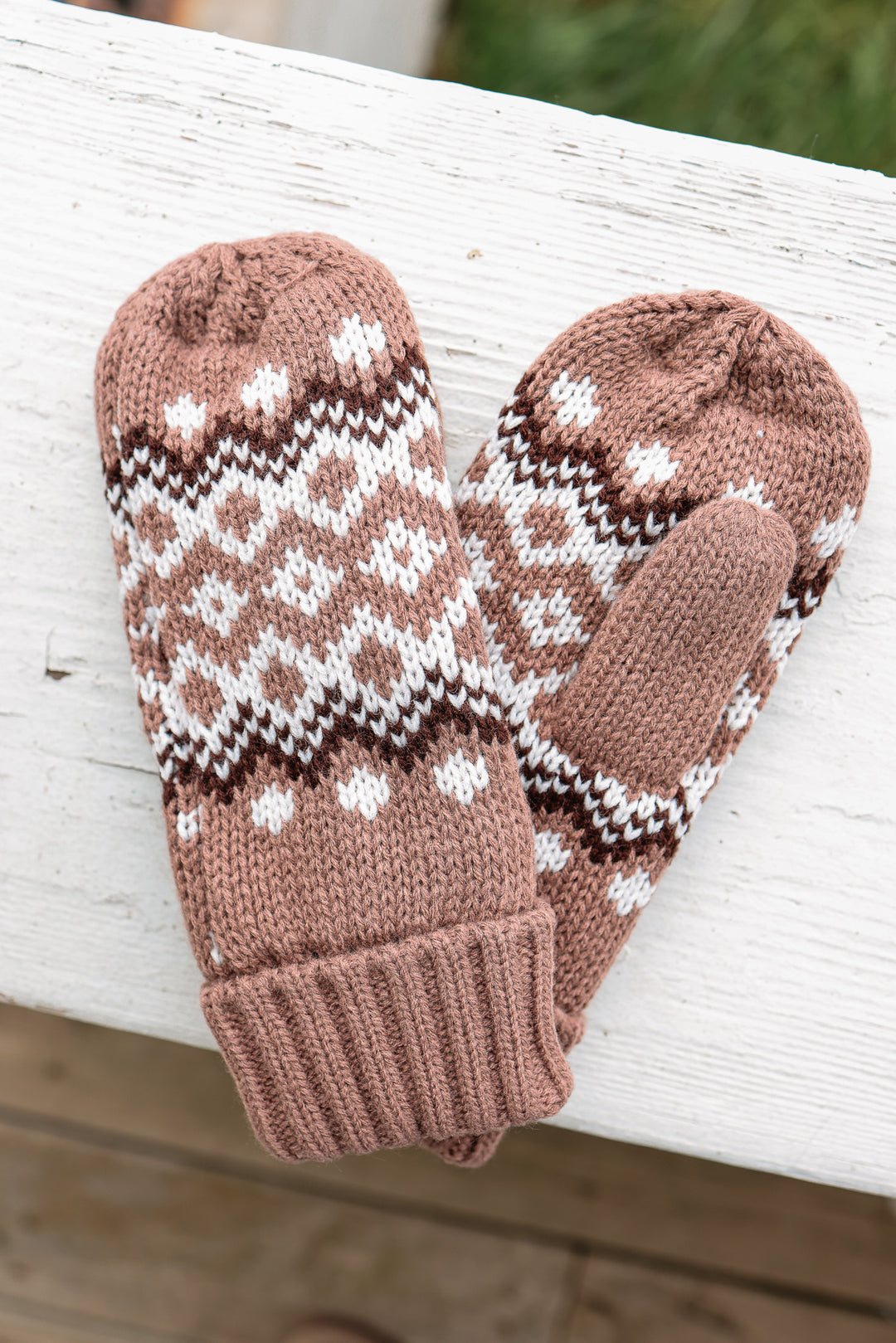 Patterned Mittens - Mocha