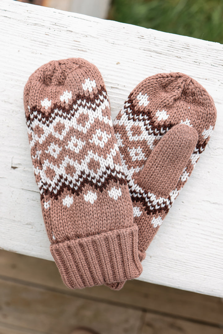 Patterned Mittens - Mocha