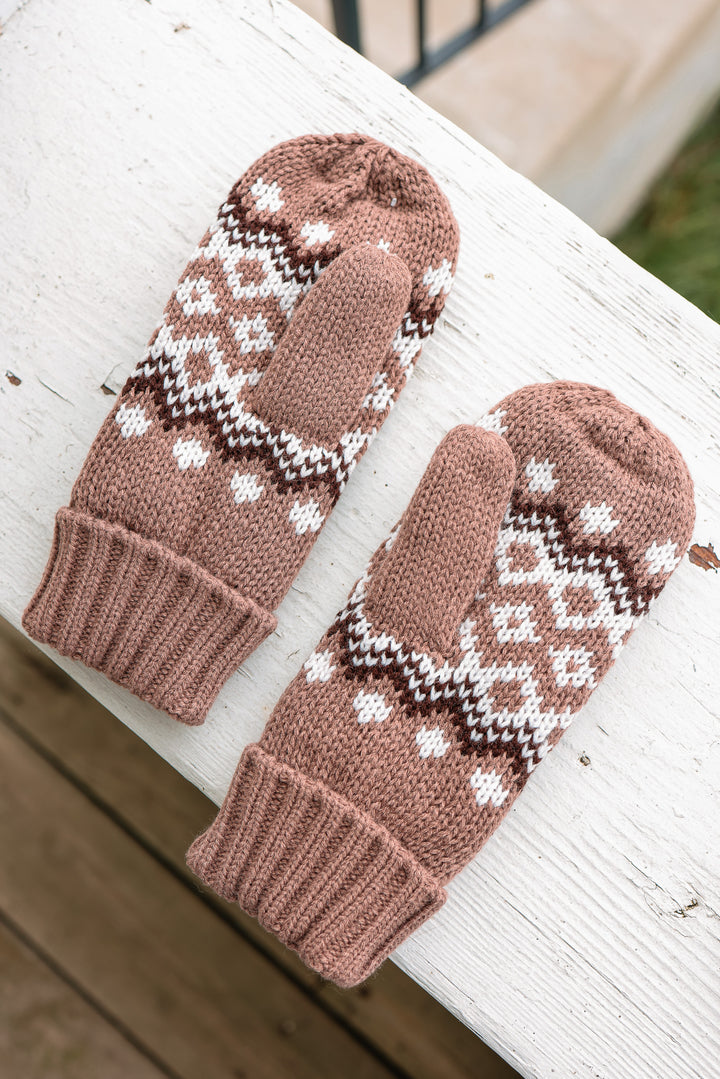 Patterned Mittens - Mocha