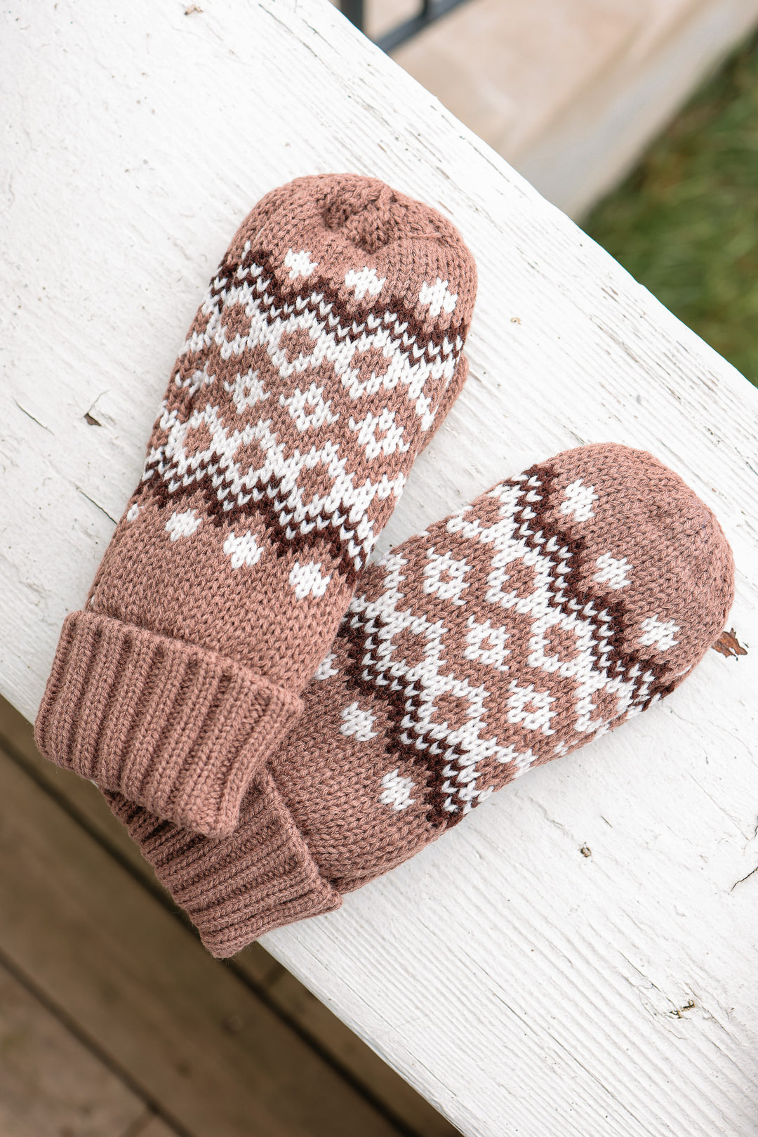 Patterned Mittens - Mocha