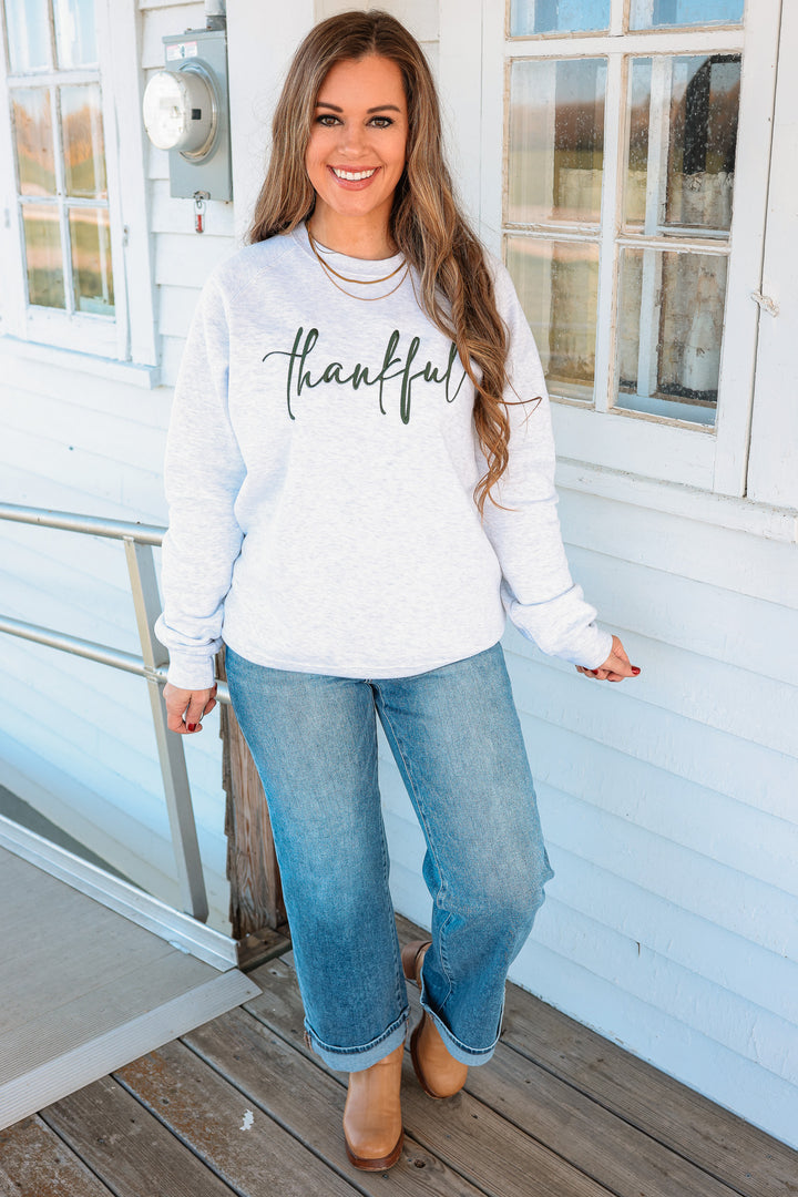 Thankful Embroidered Crewneck Sweatshirt