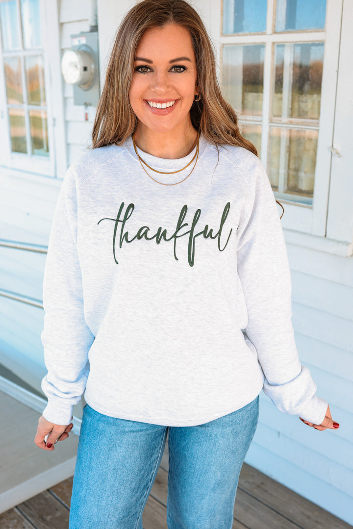 Thankful Embroidered Crewneck Sweatshirt