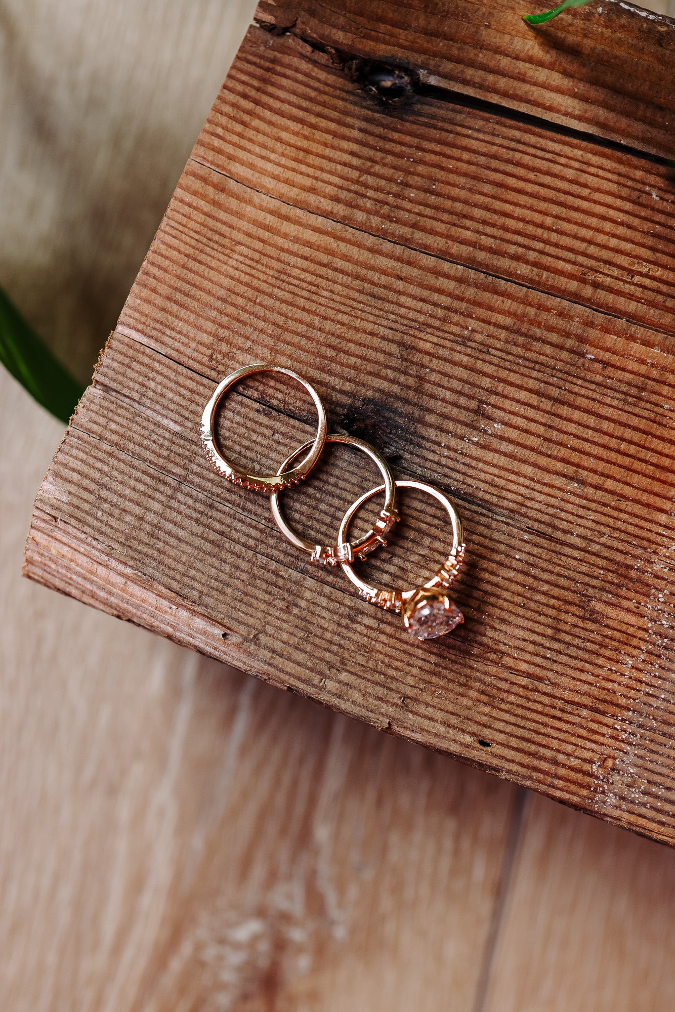 Reese 3PC Champagne Gold Ring Set