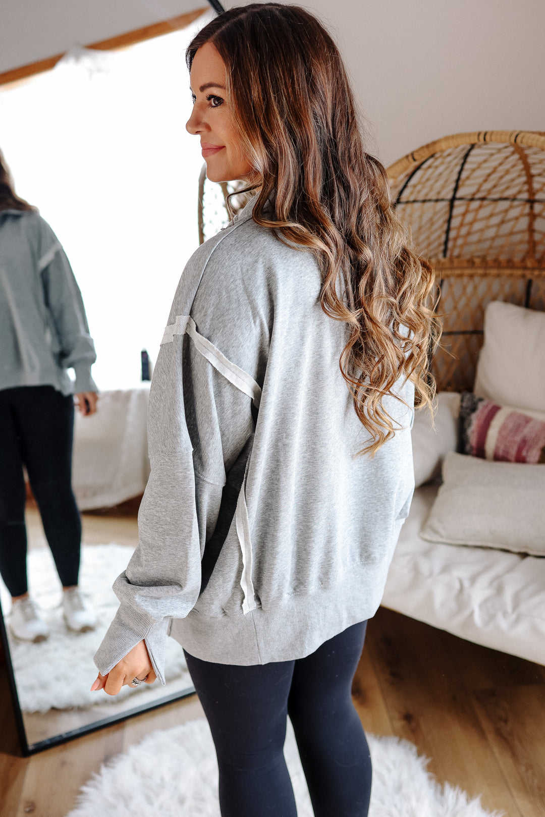 Tamika Henley Sweatshirt - Heather Grey