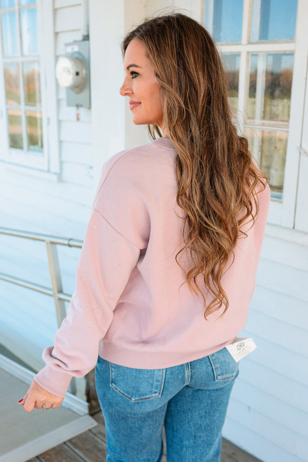 Amber Rhinestud Embellished Sweatshirt - Dusty Lilac