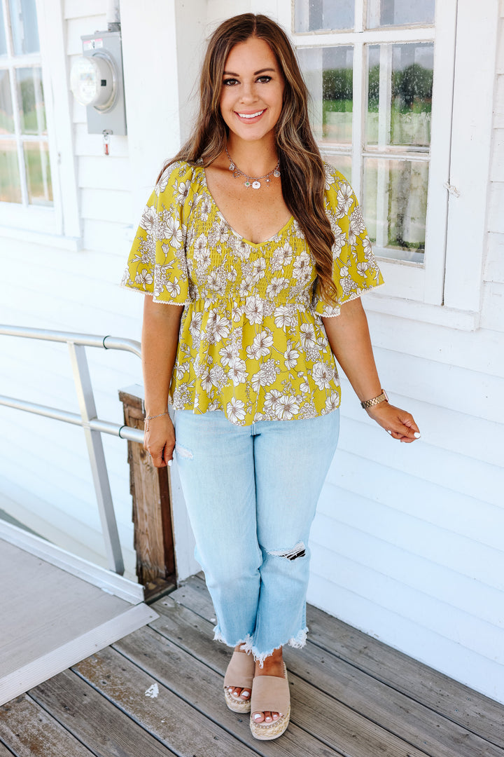 Allison Flutter Sleeve Smocked Top