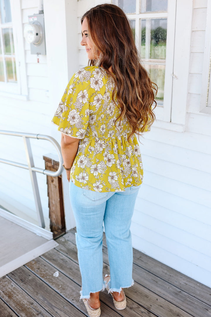 Allison Flutter Sleeve Smocked Top