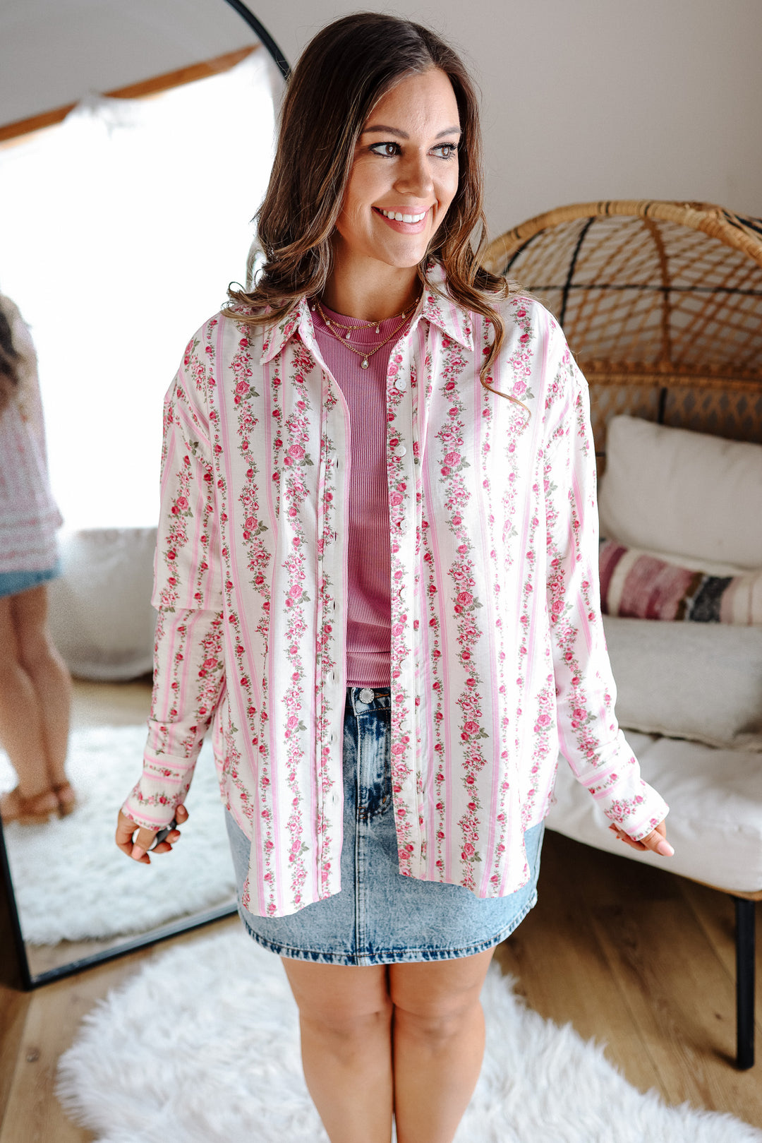 Rory Mixed Floral Button Down Shirt