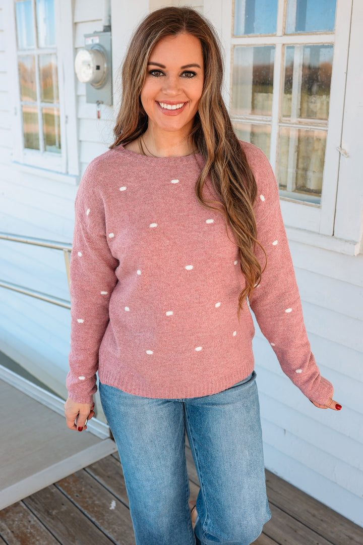 Pom Dots Sweater - Mauve