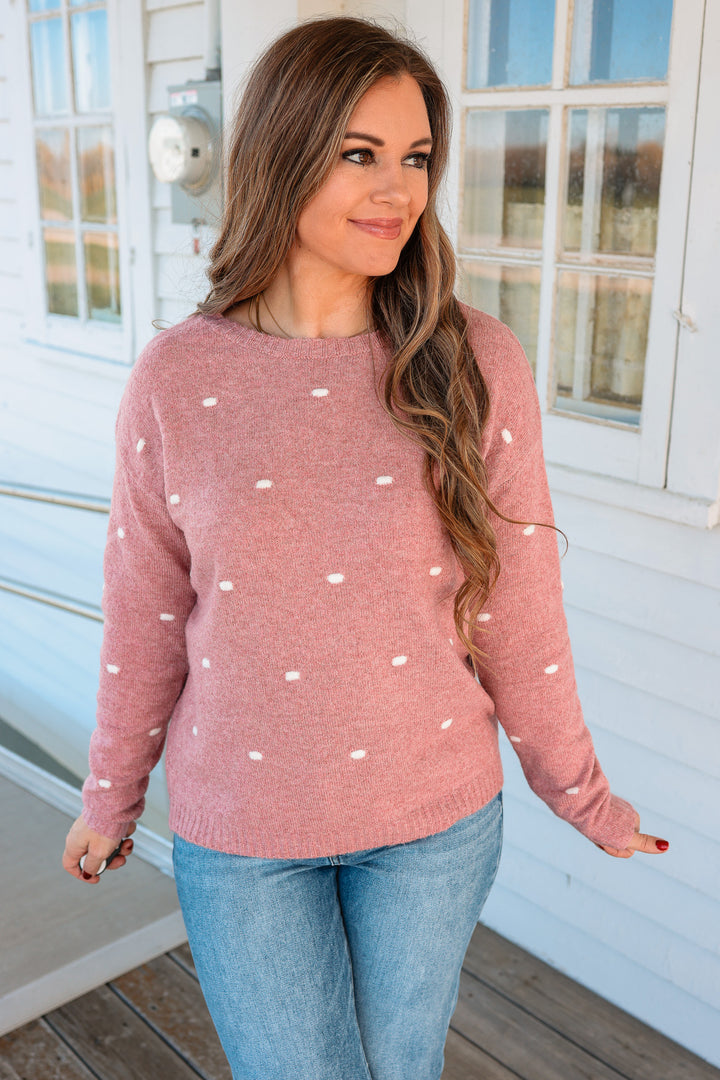 Pom Dots Sweater - Mauve