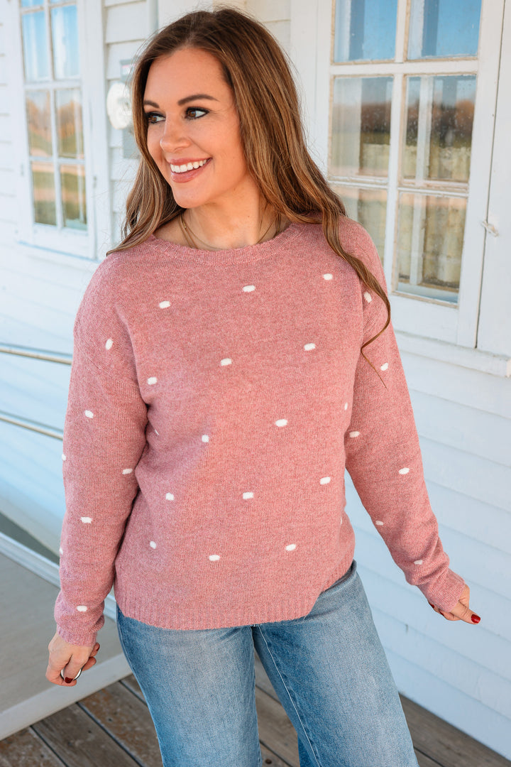 Pom Dots Sweater - Mauve
