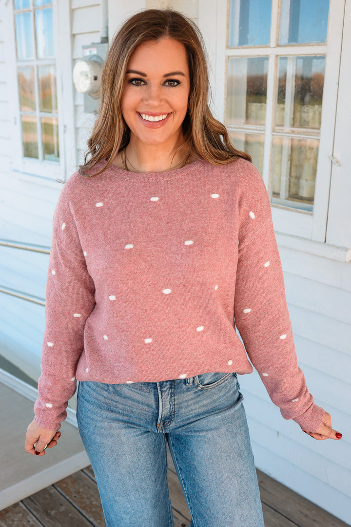 Pom Dots Sweater - Mauve