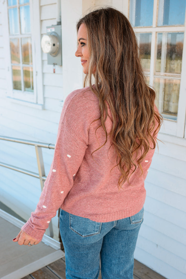 Pom Dots Sweater - Mauve