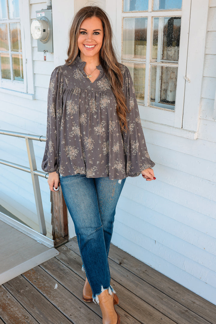 Delaney Floral Notch Neck Top