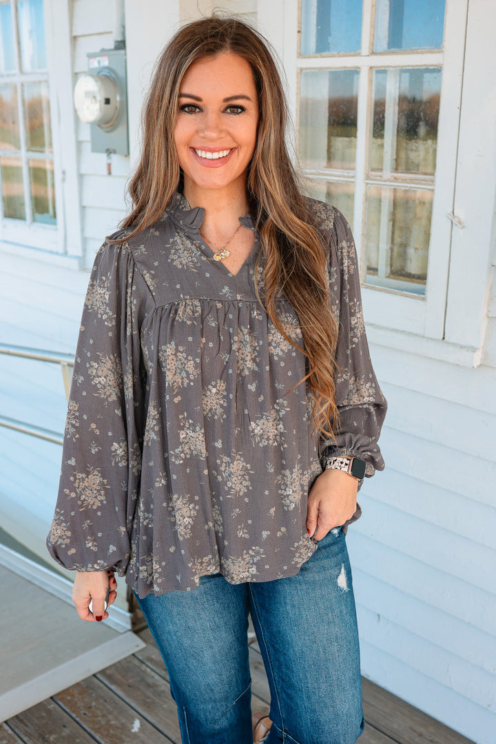 Delaney Floral Notch Neck Top