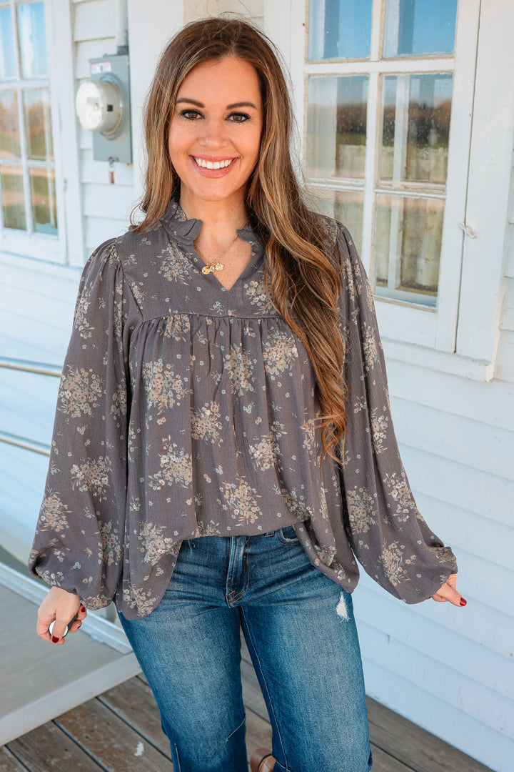 Delaney Floral Notch Neck Top