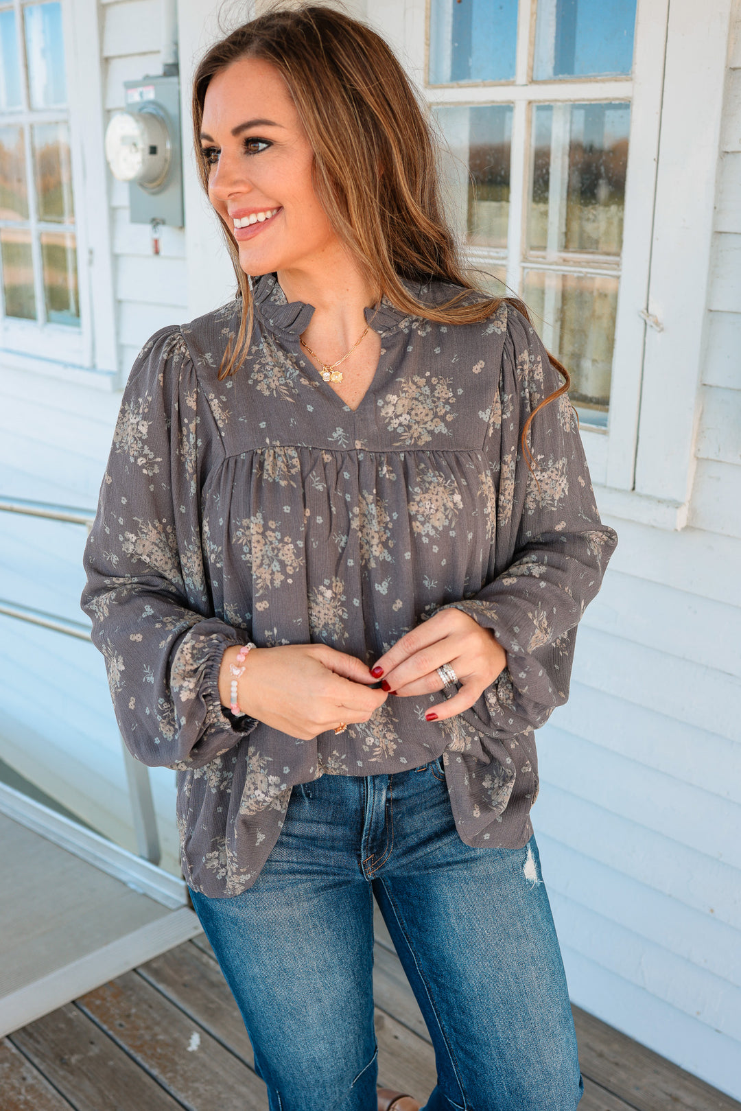 Delaney Floral Notch Neck Top