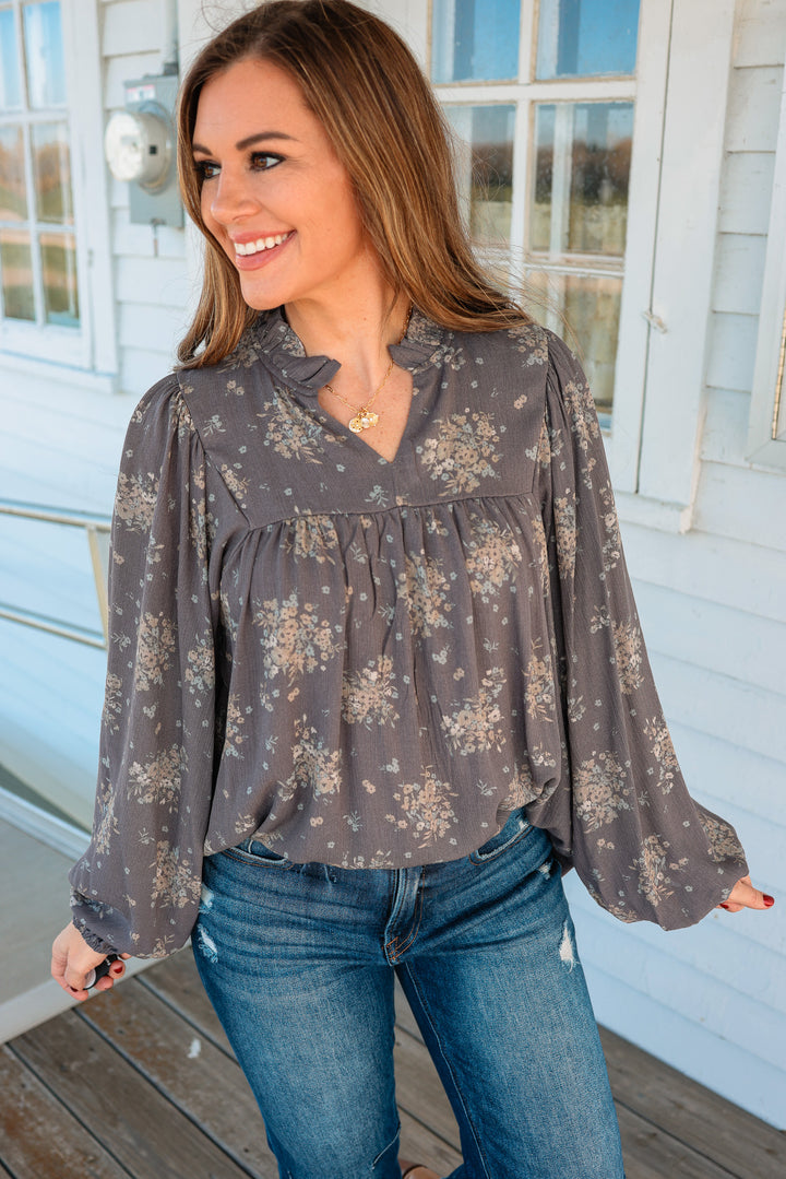 Delaney Floral Notch Neck Top