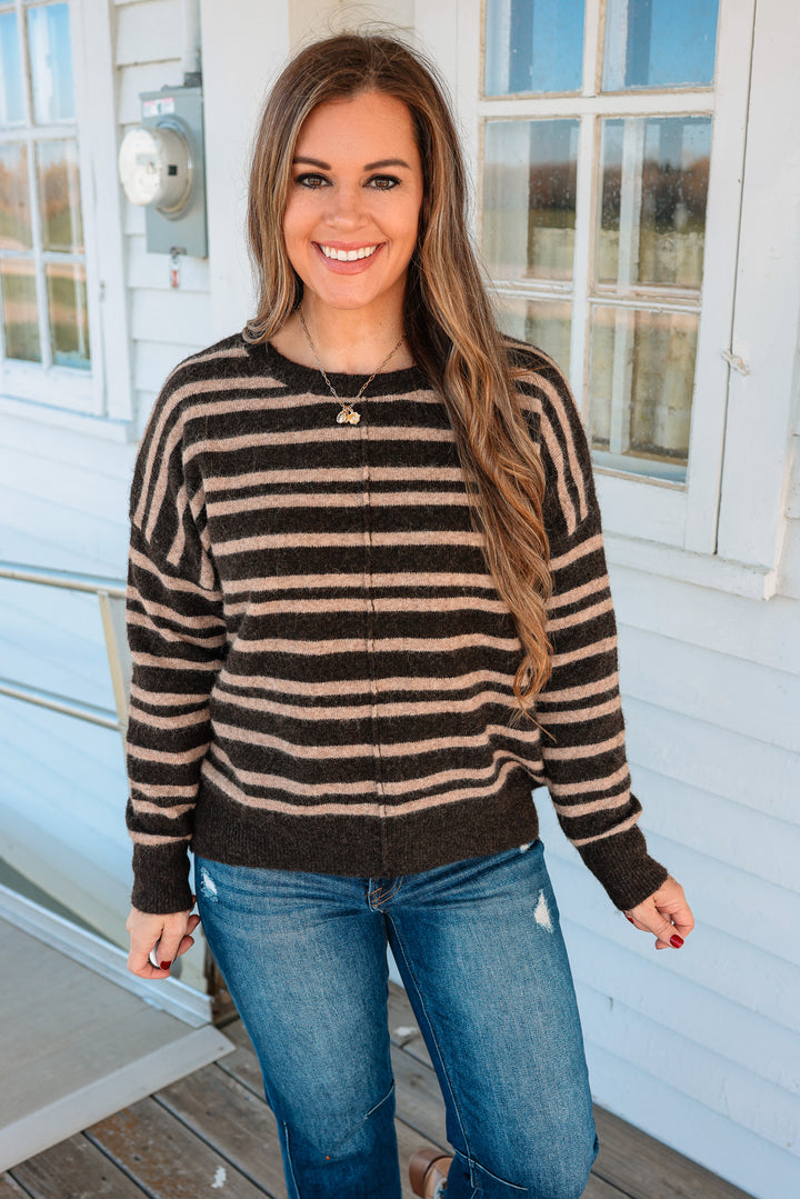 Allie Double Striped Center Seam Sweater