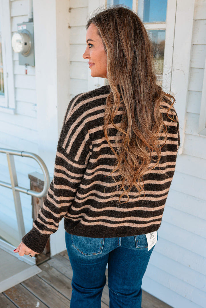 Allie Double Striped Center Seam Sweater