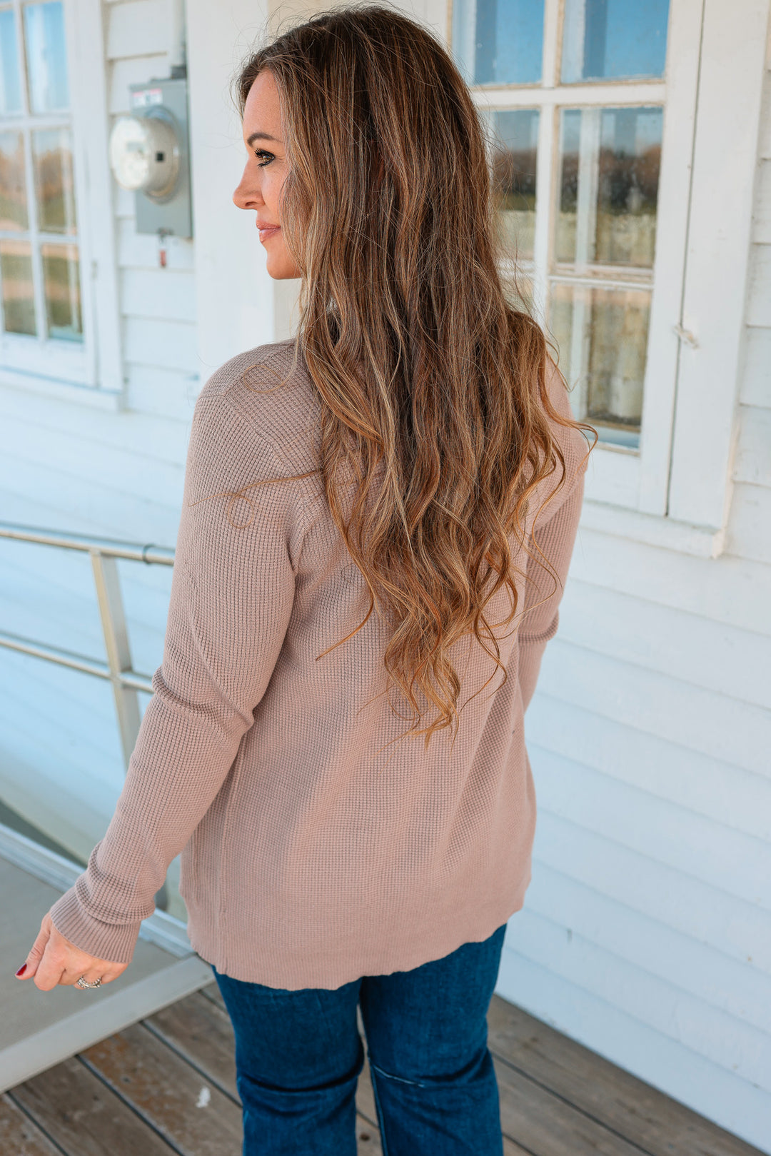 Kerri Waffle Knit Cardigan - Taupe