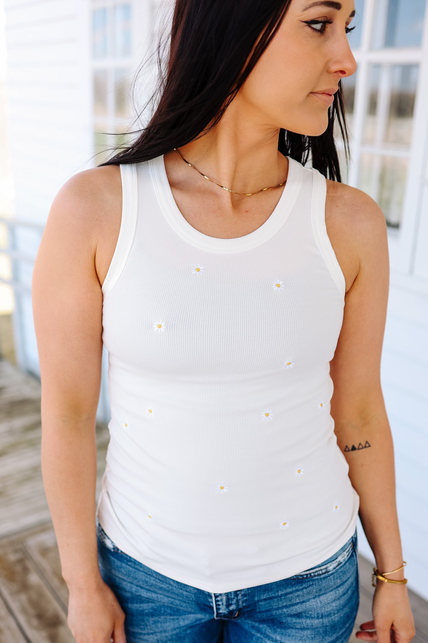 Daisy Embroidered Tank Top