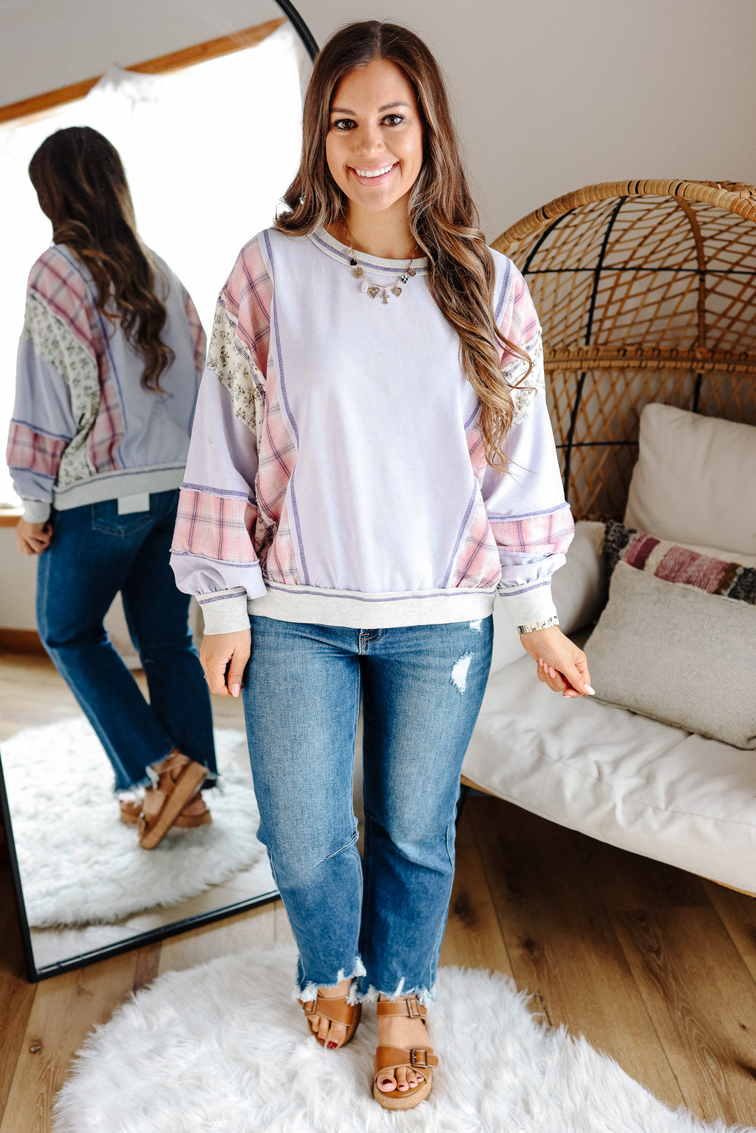 Selah Mixed Fabric Sweatshirt