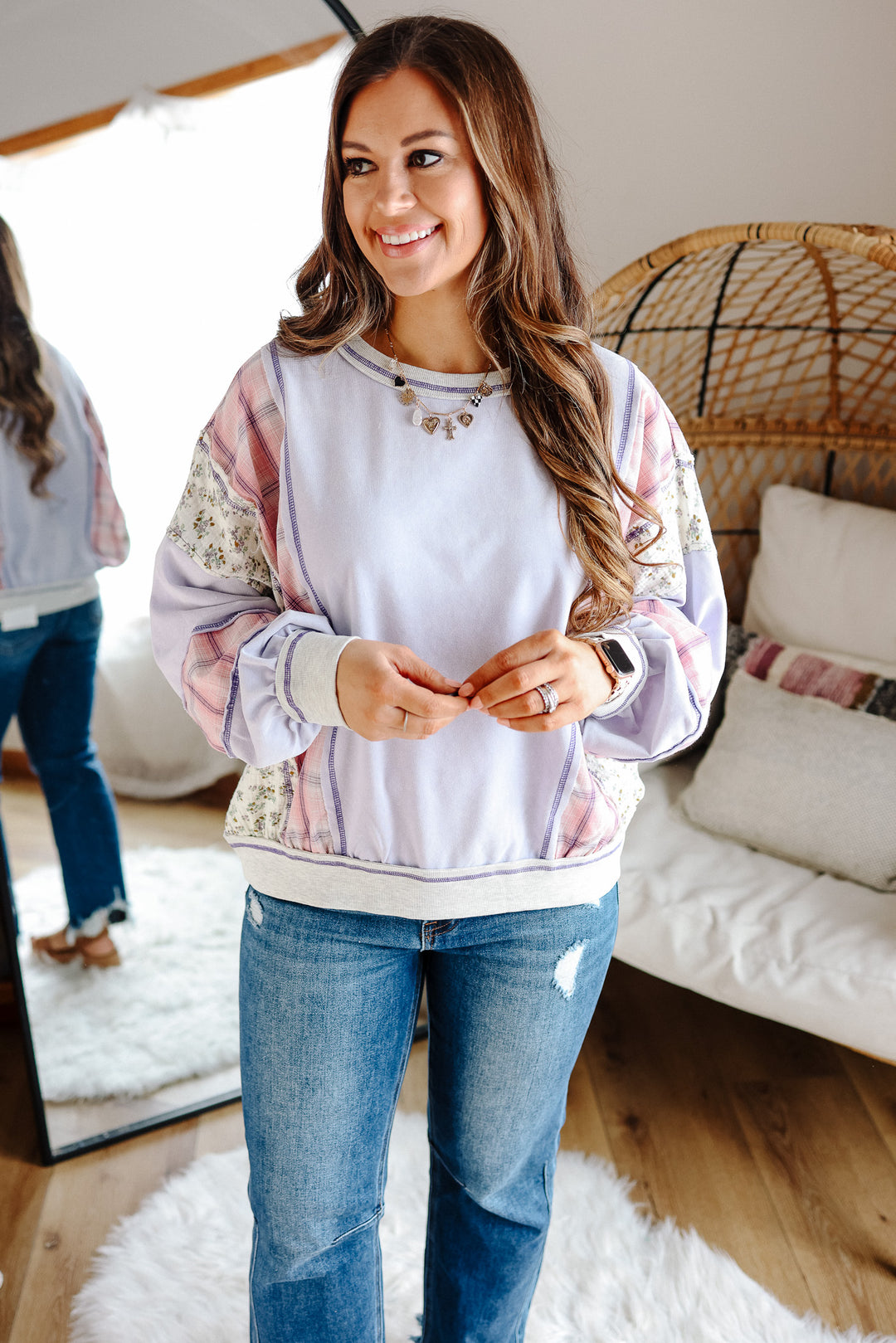 Selah Mixed Fabric Sweatshirt