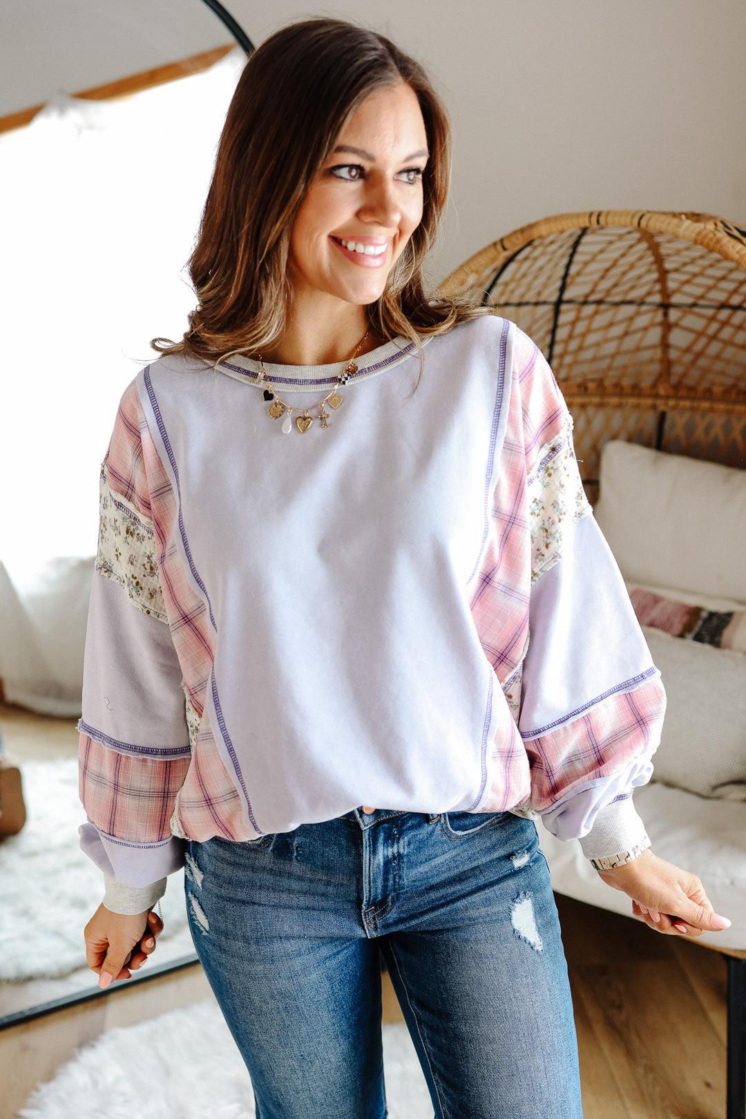 Selah Mixed Fabric Sweatshirt