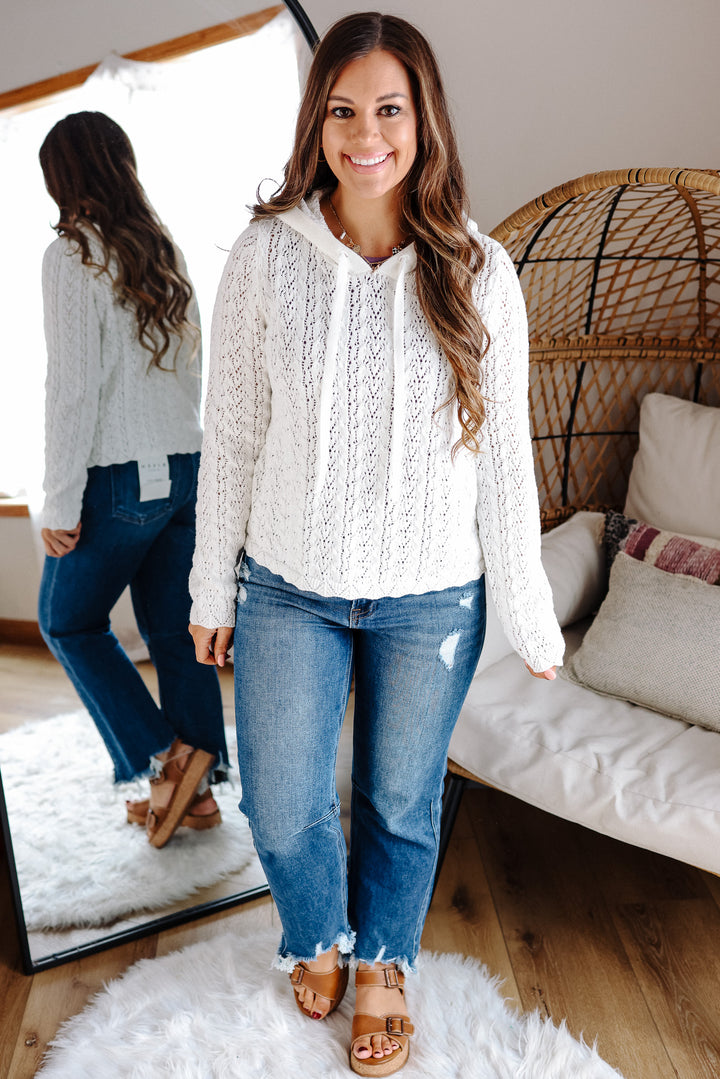Mollie Eyelet Knit Hoodie