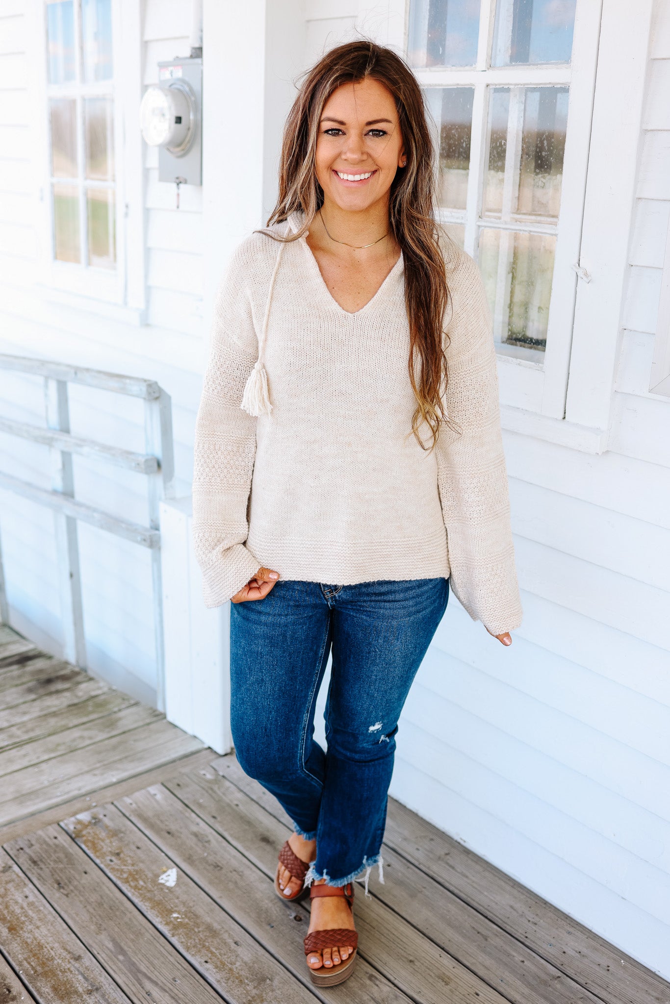 Maddy V-Neck Sweater Hoodie