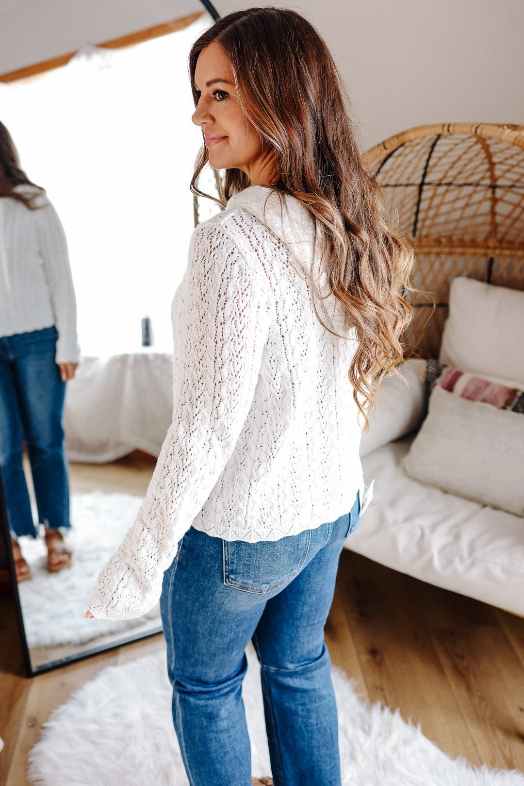 Mollie Eyelet Knit Hoodie
