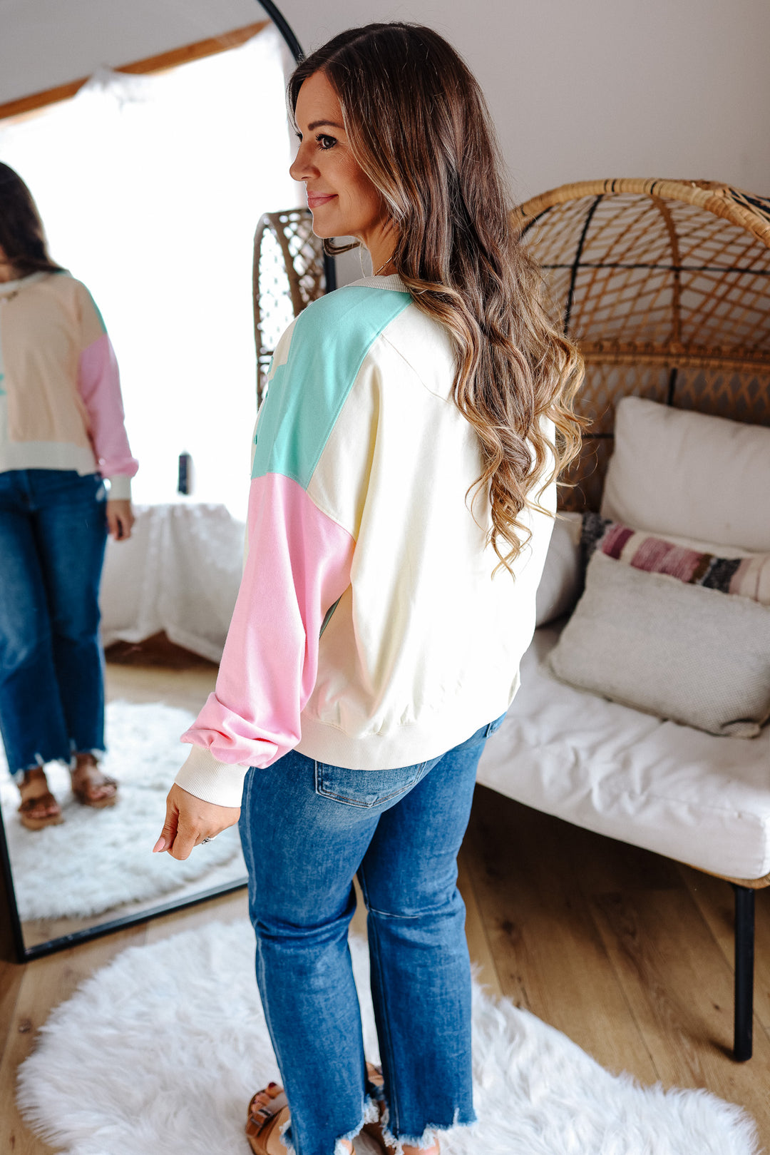 Star Patch Colorblock Sweatshirt