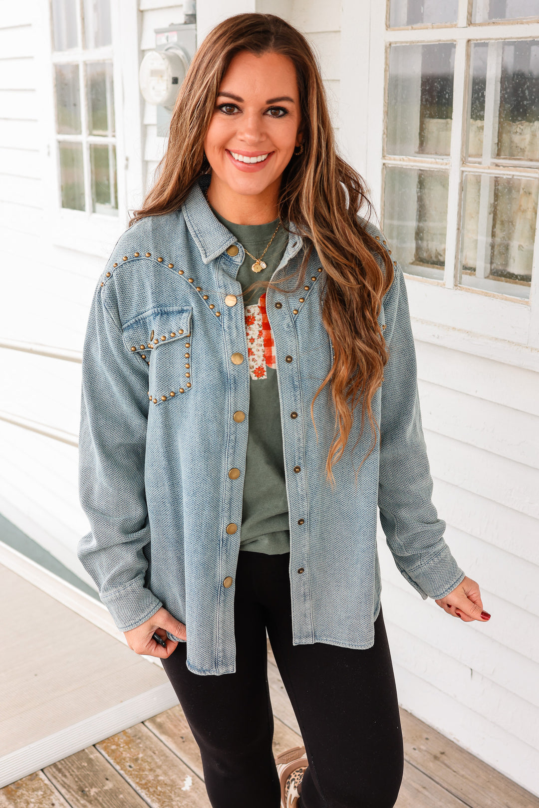 Ella Studded Denim Shacket